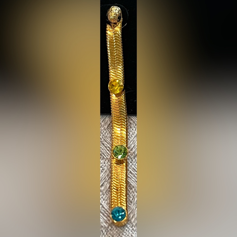 Kurt Geiger London NWT stunning Rainbow Crystal Snake Chain Linear earrings - Picture 8 of 15